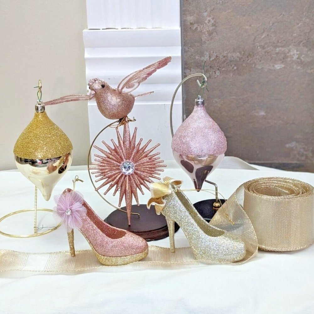 Pink And Gold Valentine Tree Ornament And Ribbon Kit